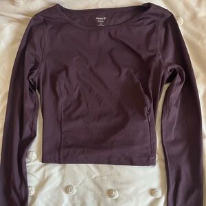 Old Navy Red Long Sleeve Fitted Crop Bodysuit